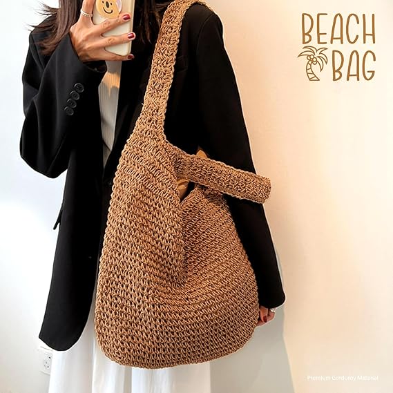 PALAY® Straw Beach Bag for Women Summer Woven Beach Tote Bags Shoulder Handbags Boho Bag PALAY® Straw Beach Bag for Women Summer Woven Beach Tote Bags Shoulder Handbags Boho Bag